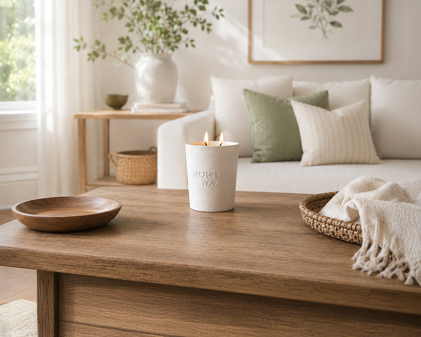 Citrus, Melon and Orange Flower hand-poured soy candle in a matte ceramic Worthy Wax vessel